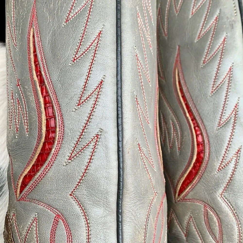 RALPH LAUREN Rare Vintage Lizard Exotic Leather Cowboy Cowgirl Western Boots 7 C - Picture 9 of 15
